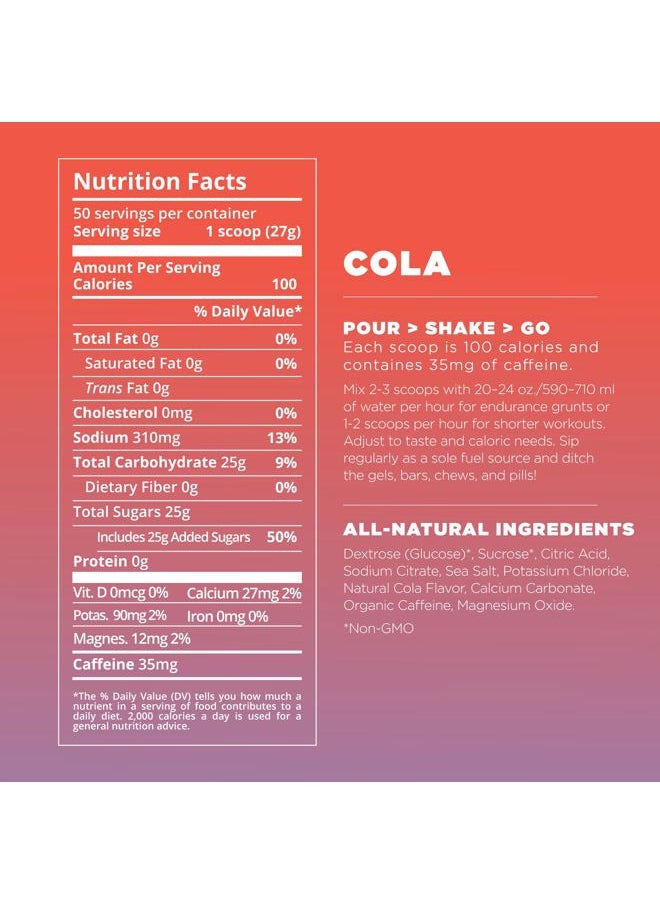 Endurance Fuel, Electrolyte & Hydration Sports Drink Mix Powder with Caffeine, Gluten-Free, Vegan, Colorado Cola, 50 Servings (Caffeinated)