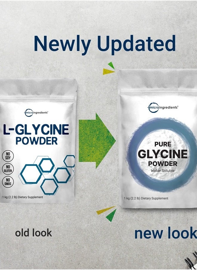 Glycine Powder, 1KG (2.2 Pounds), Glycine 1000mg Per Serving, Supports Restful Sleep and Neurotransmitter, Water Soluble and Products of USA