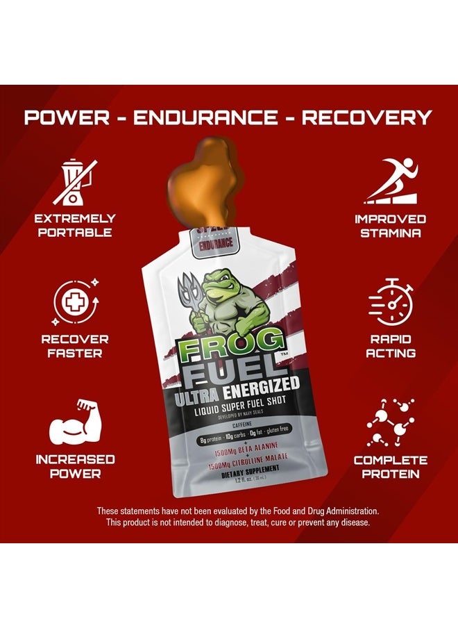 Ultra Energized Pre Workout Shot & Energy Gel, 80mg Caffeine, 1500mg Beta Alanine, Electrolytes 8g Protein Nano-Hydrolyzed Grass Fed Collagen, 10g Carbs, Berry, 1.2 oz Packets, 24 Pack