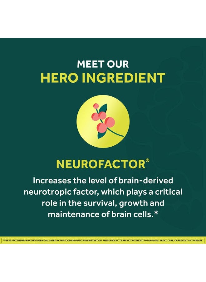 Brain + Energy Gummies, Nootropic Brain Supplements for Focus and Concentration with Neurofactor, Vitamin B12 & Caffeine for an Energy Boost*, 75ct Natural BlackBerry