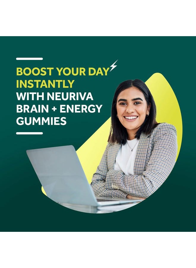 Brain + Energy Gummies, Nootropic Brain Supplements for Focus and Concentration with Neurofactor, Vitamin B12 & Caffeine for an Energy Boost*, 75ct Natural BlackBerry