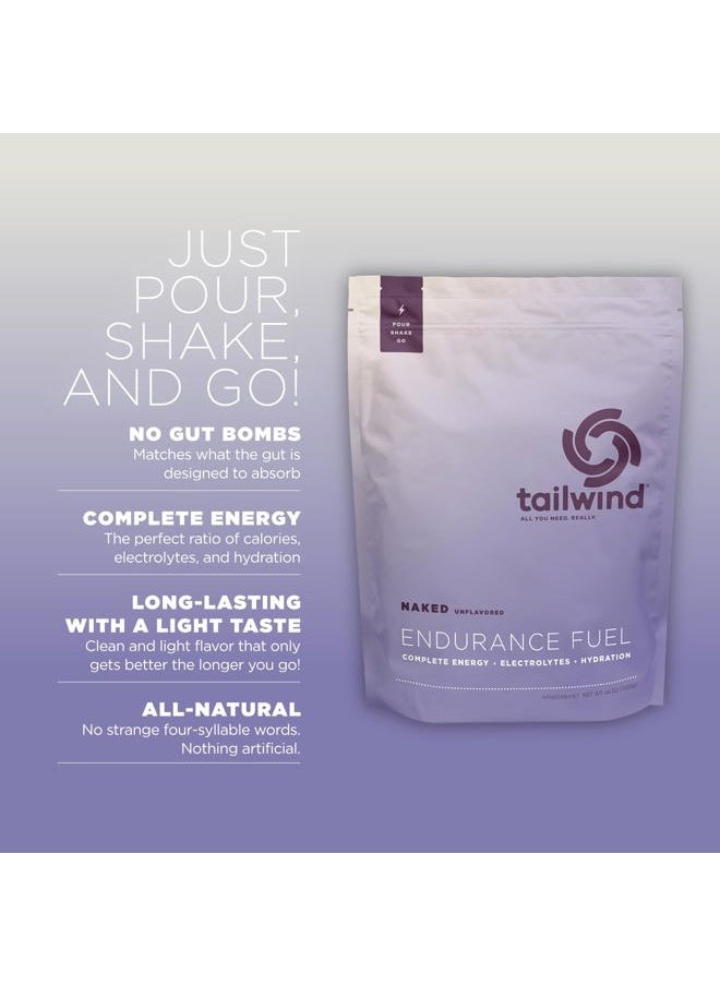 Endurance Fuel, Sports Drink Powder Mix with Electrolytes, Non-GMO, Free of Soy, Dairy, and Gluten, Vegan, Naked Unflavored, 50 Servings