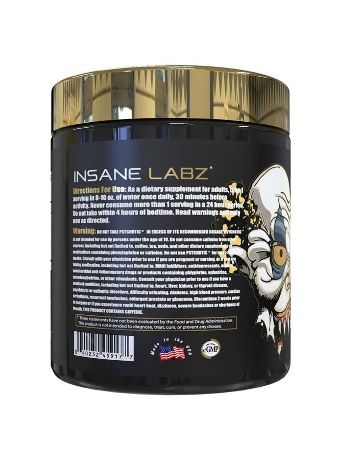 Psychotic Gold, High Stimulant Pre Workout Powder, Extreme Lasting Energy Focus, Pumps and Endurance with Beta Alanine, DMAE Bitartrate, NO Booster (35 Servings, Gummy Candy)