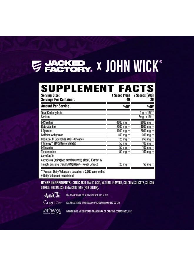 X John Wick - Wick Mode Pre Workout Powder - Intense Energy, Battle-Ready Focus, Unstoppable Commitment, and Sheer Will - 40 Servings, Last Tropical Sunrise