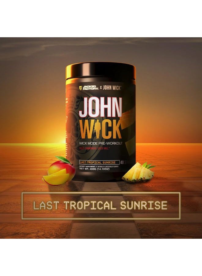 X John Wick - Wick Mode Pre Workout Powder - Intense Energy, Battle-Ready Focus, Unstoppable Commitment, and Sheer Will - 40 Servings, Last Tropical Sunrise