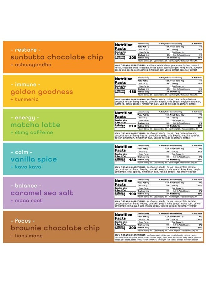 Feel Vegan Protein Bars - Keto, Gluten Free, Organic, 15g Protein - Dairy Free, Low Sugar - Variety Pack (6 Flavors, 6 Pack)