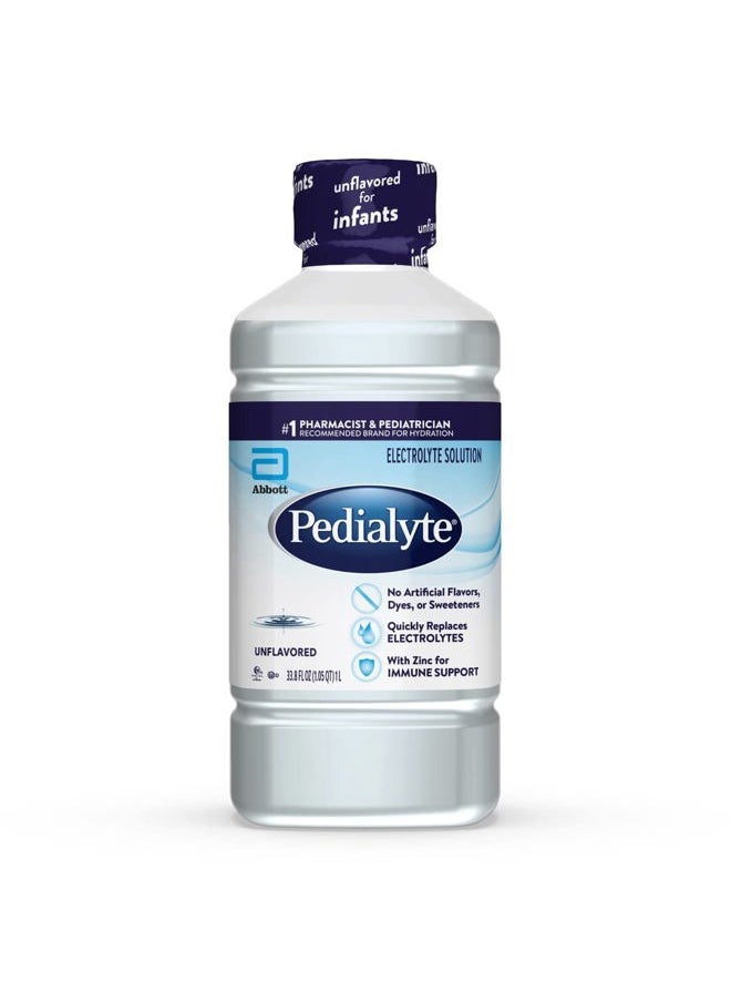 Electrolyte Solution, Unflavored, Hydration Drink, 33.8 Fl Oz. (Pack of 4)