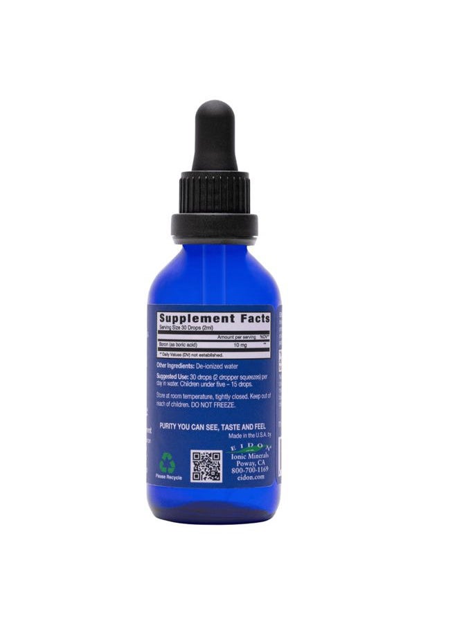 Liquid Boron Drops - Ionic Mineral Boron Supplement, Essential Element to Support Brain and Bone Health, Bioavailable, No Preservatives or Additives - 2 oz