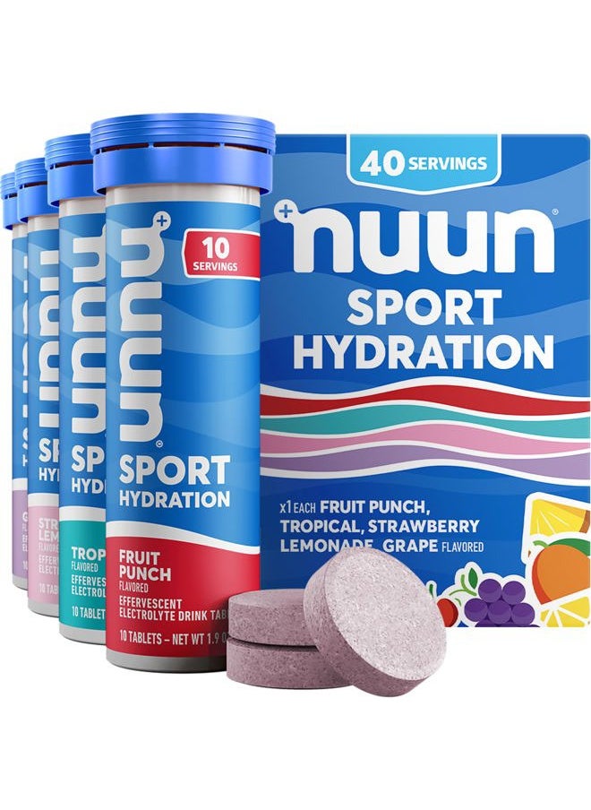 Sport Electrolyte Tablets with Magnesium, Calcium, Potassium, Chloride & Sodium, Gluten Free & Vegan, Mixed Flavors, 4 Pack (40 Servings Total)