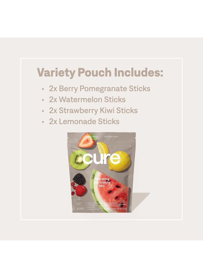 Plant-Based Electrolyte Drink Mix | No Added Sugar | FSA & HSA | Dehydration Relief Powder Made with Coconut Water | Non-GMO | Vegan | 8 Servings - Variety Pack