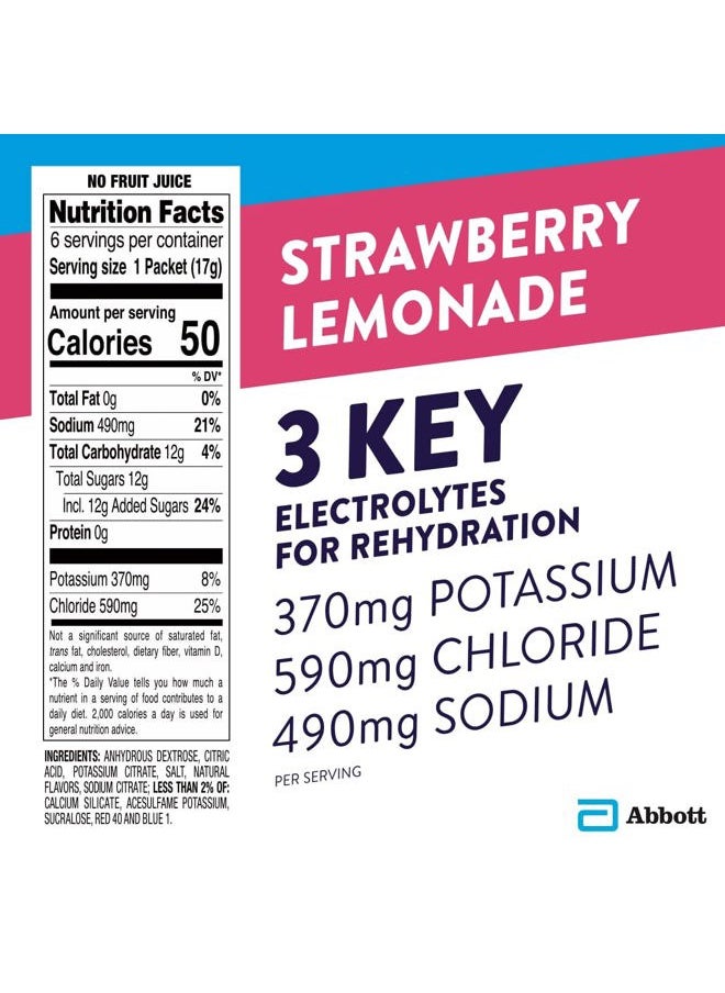 Electrolyte Powder Packets, Strawberry Lemonade, Hydration Drink, 18 Single-Serving Powder Packets
