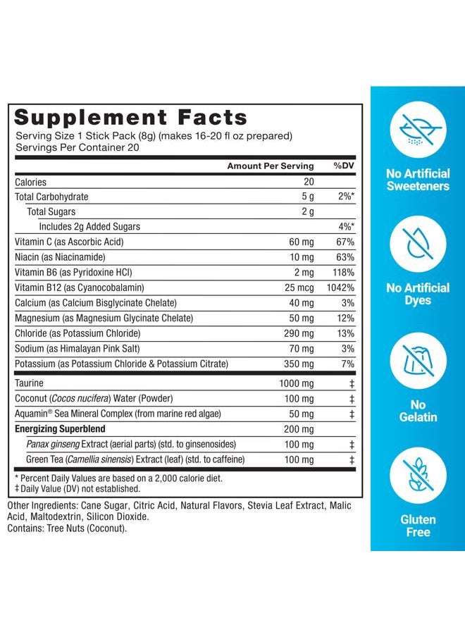 FORCE FACTOR Liquid Labs Energy Drink, Electrolytes Powder, Hydration Packets to Boost Energy & Focus, 5 Essential Electrolytes, Vitamins, Minerals, & Antioxidants, Fruit Punch Flavor, 20 Stick Packs