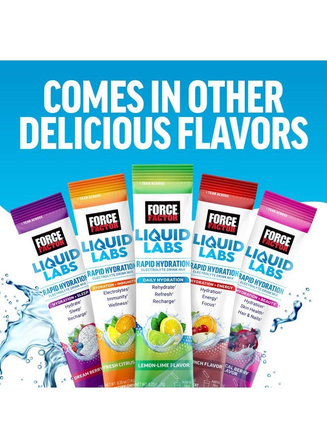 FORCE FACTOR Liquid Labs Energy Drink, Electrolytes Powder, Hydration Packets to Boost Energy & Focus, 5 Essential Electrolytes, Vitamins, Minerals, & Antioxidants, Fruit Punch Flavor, 20 Stick Packs