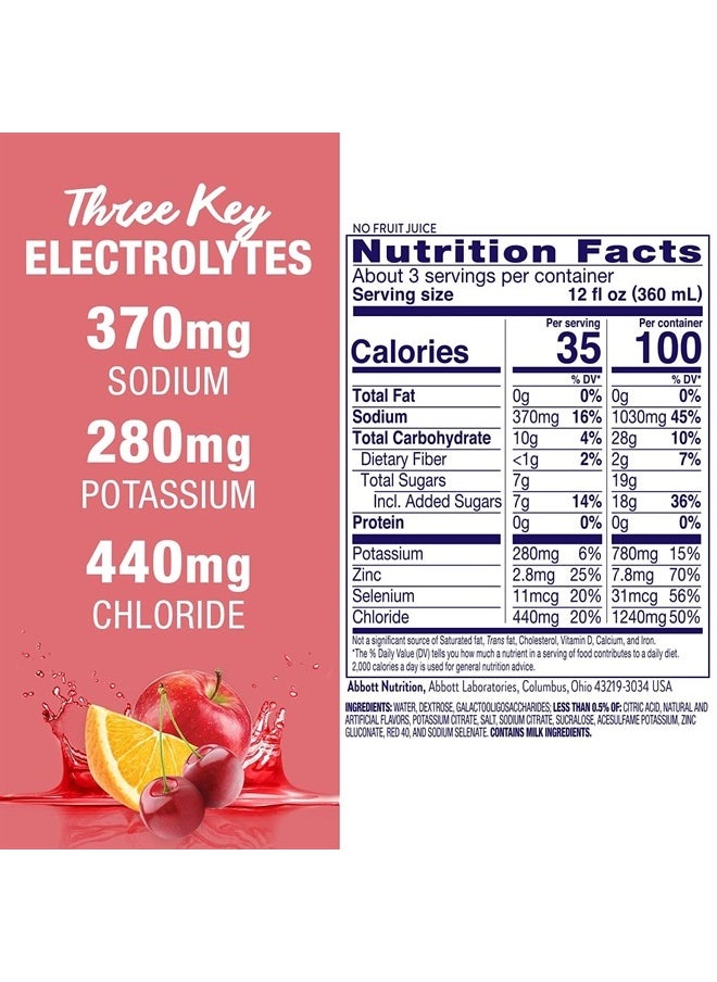 Advanced Care Electrolyte Solution, 1 Liter, 8 Count, with PreActive Prebiotics, Hydration Drink, Cherry Punch