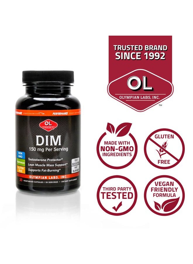 DIM 150mg - DIM Diindolylmethane Supplement Capsules Supporting Hormone Balance, Clear Skin, PCOS, & Aid in Fitness Regimes - 30 Capsules (30 Day Supply)