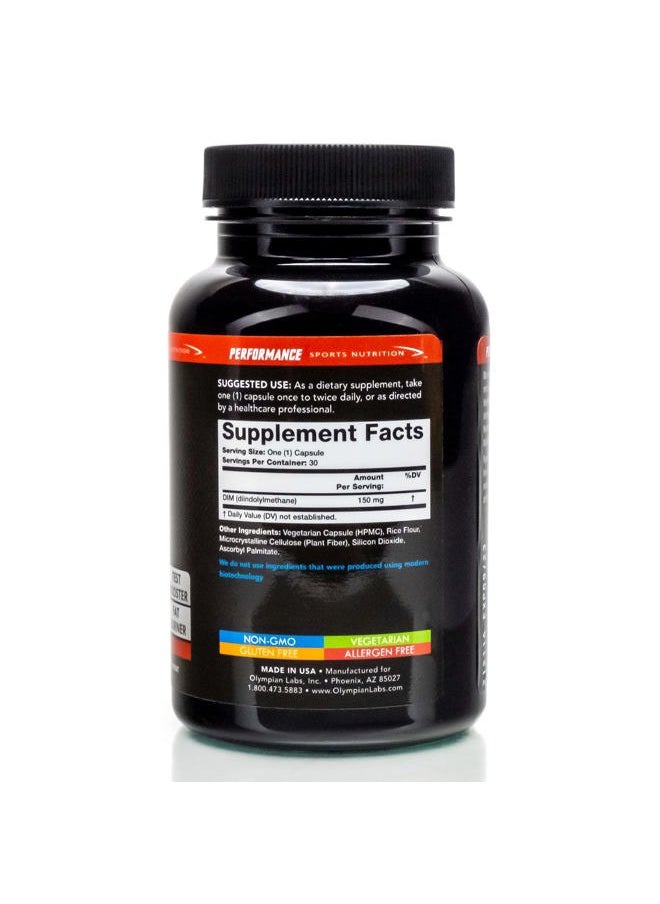 DIM 150mg - DIM Diindolylmethane Supplement Capsules Supporting Hormone Balance, Clear Skin, PCOS, & Aid in Fitness Regimes - 30 Capsules (30 Day Supply)