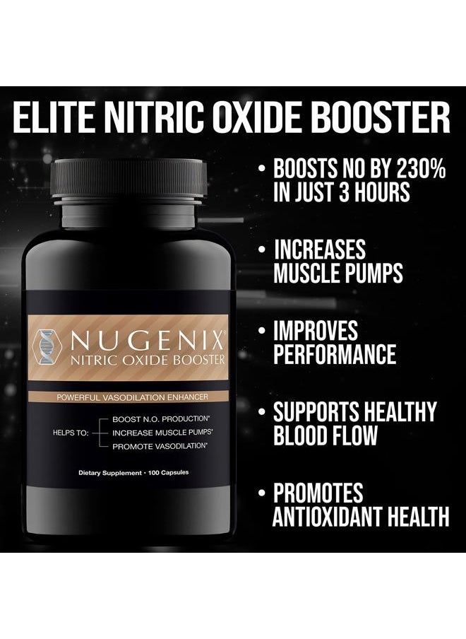 Nitric Oxide Booster Supplement - Nitric Oxide Flow, L-Arginine, L-Citrulline, Pine Bark Extract - Vasodilator - 100 Capsules
