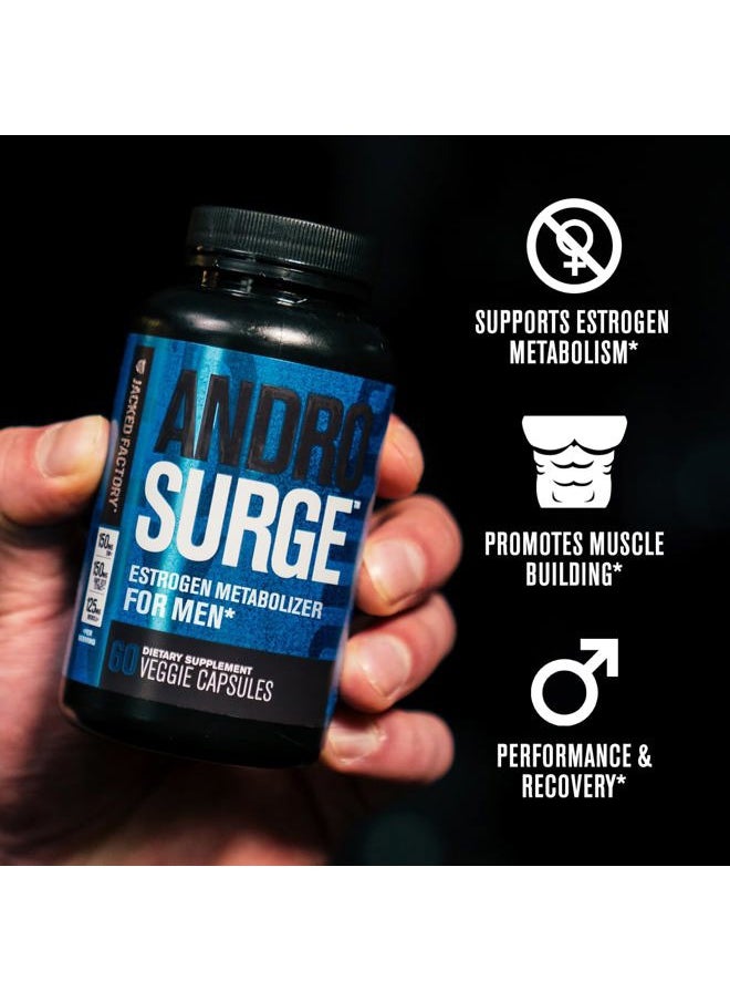 Androsurge Estrogen Blocker for Men - Natural Testosterone Booster for Men & Estrogen Metabolizer with Tongkat Ali, DIM, Long Jack & More - Test Booster & Muscle Builder - 60 Count