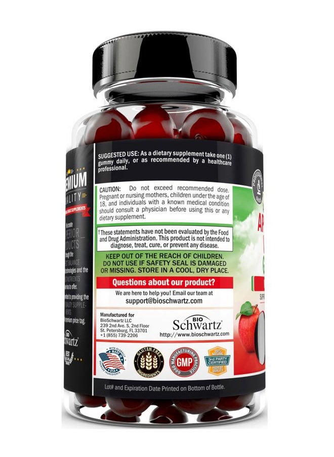 Apple Cider Vinegar Gummies for Weight Loss - ACV Gummies with The Mother for Women & Men - Energy Boost Bloat Digestive & Immune Support - Vitamin B12 B6 B 9 Folic Acid - Vegan Detox Cleanse -90Ct