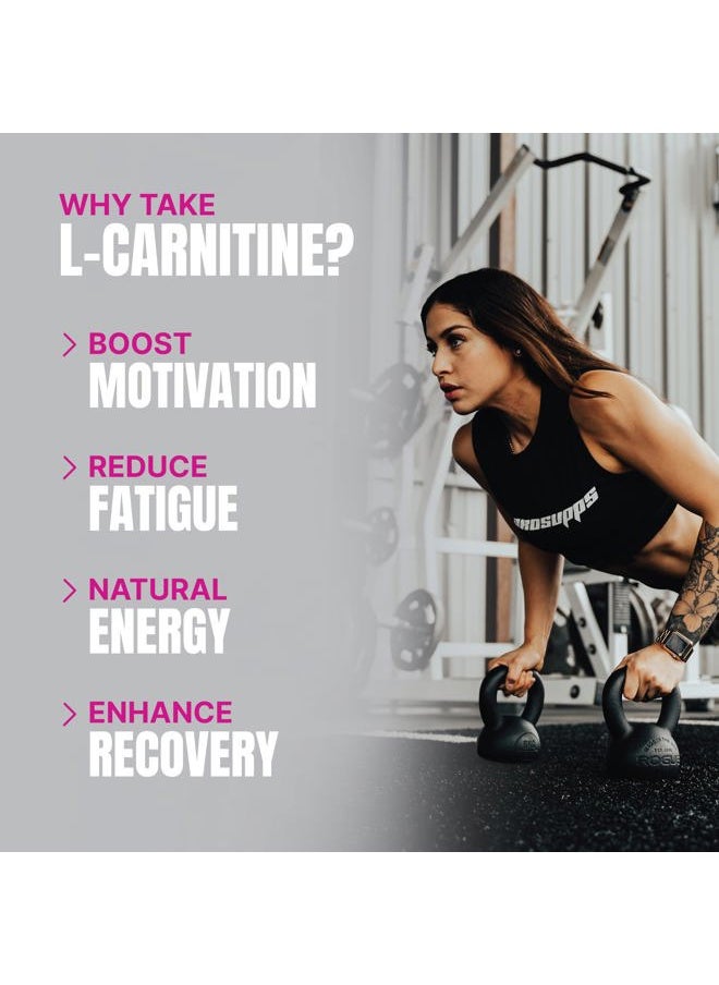 L-Carnitine Liquid 3000, Stimulant-Free Liquid Shots for Men & Women – Clean Workout Drink for Energy, Performance & Muscle Recovery - No Sugar, No Carbs - 31 Servings, Berry