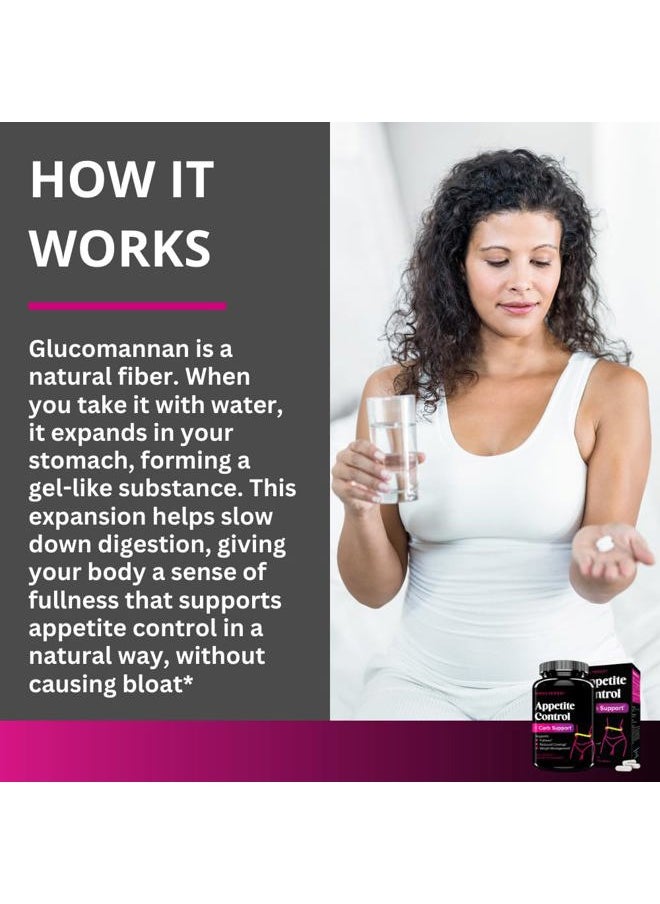 Appetite Suppressant for Women - Helps Manage Cravings, Promotes Fullness, & Supports Weight Loss - Natural Dietary Supplement with Chromium Picolinate & Glucomannan - 120 Vegan Capsules