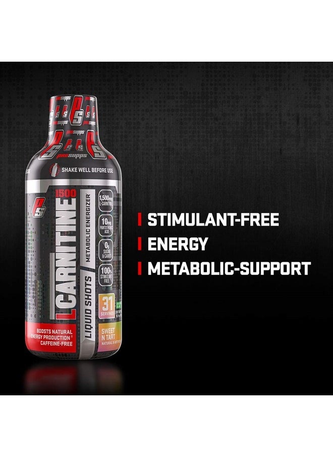 L-Carnitine Liquid 1500, Stimulant-Free Liquid Shots for Men & Women - Clean Workout Drink for Energy, Performance & Muscle Recovery - No Sugar, No Carbs - 31 Servings, Berry