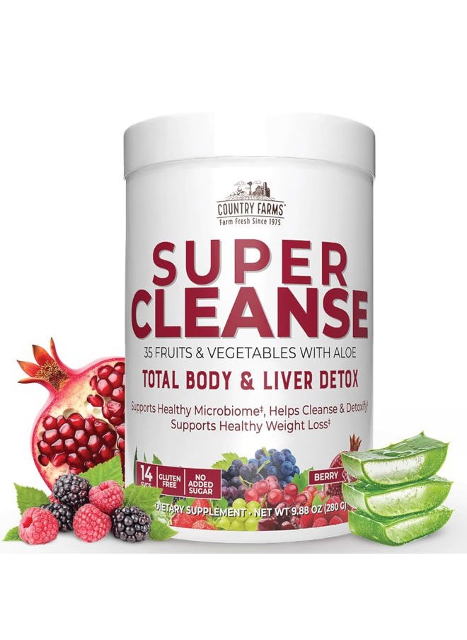 Super Cleanse, Super Juice Cleanse, Supports Healthy Digestive System, 34 Fruits and Vegetables with Aloe, Promotes Natural Detoxification, Drink Powder, 14 Servings, 9.88 Ounce