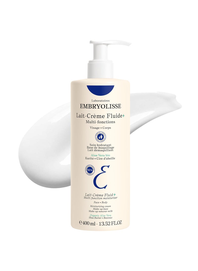 Embryolisse Lait Creme Fluid+ Face & Body Cream. Natural Lightweight Moisturizer for All Skin Types. Hydrating Lotion with Shea Butter & Aloe Vera, 13.52 Fl Oz