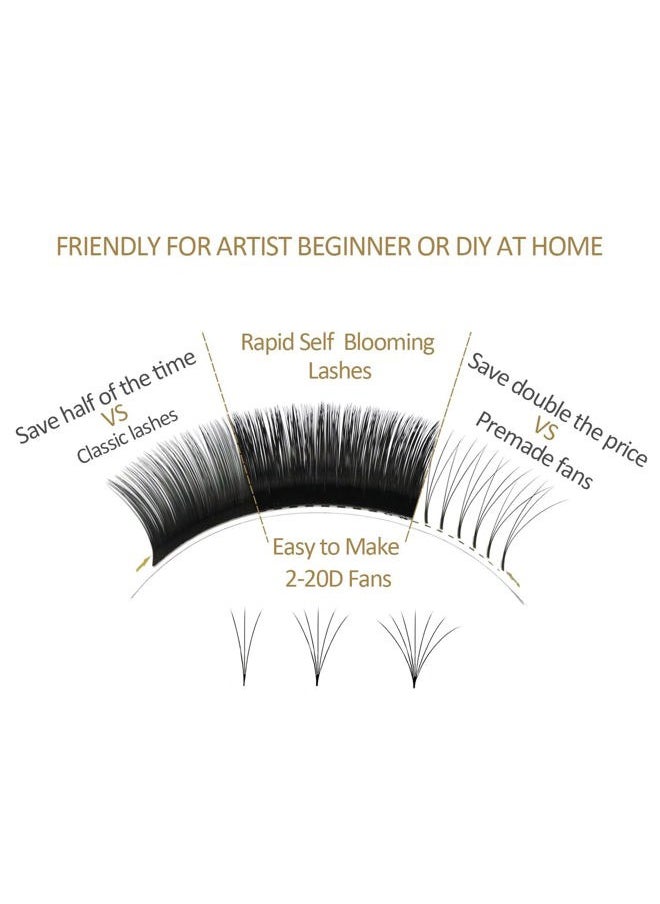 Easy Fan Lash Extensions Volume Lash Extensions 03 05 07 C/D Curl 8-25mm Eyelash Extensions (0.07 C Curl 8-15mm Mix Tray)