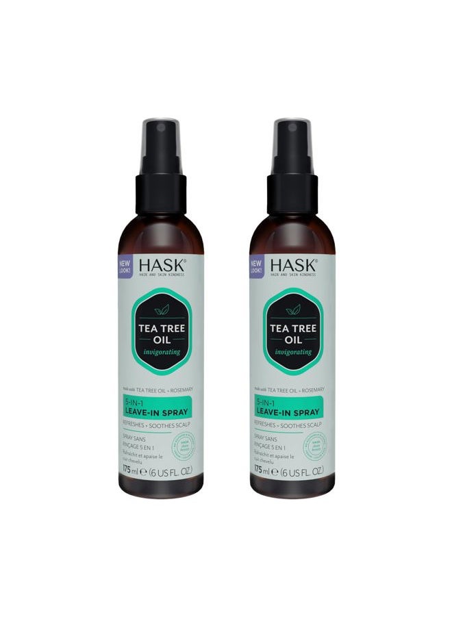 Invigorating TEA TREE OIL 5-in-1 Leave In Conditioner Spray for all hair types, color safe, gluten free, sulfate free, paraben free - TEA TREE 2 PIECE SET