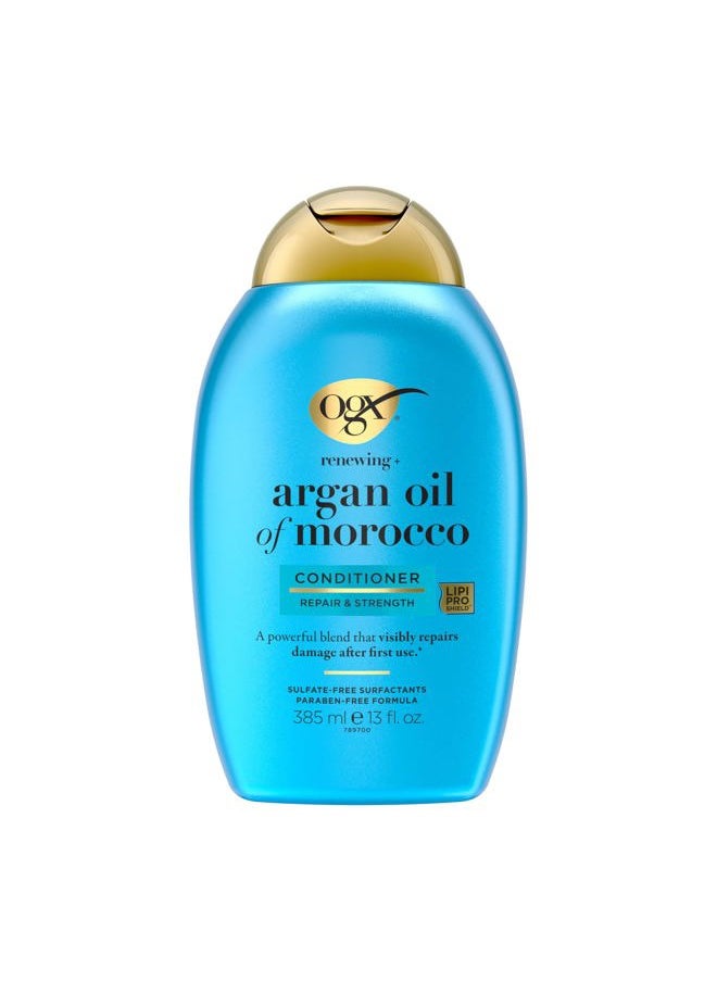 Renewing + Argan Oil of Morocco Conditioner, 13 fl. oz - Repairs Dry, Damaged Hair, Paraben-Free, Sulfate-Free Surfactants, LipiPro Shield Technology, Citrus-Fresh Scent