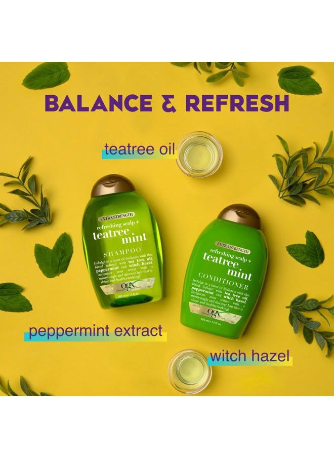 Extra Strength Refreshing Scalp + Teatree Mint Conditioner, Invigorating Conditioner with Tea Tree & Peppermint Oil & Witch Hazel, Paraben-Free, Sulfate-Free Surfactants, 13 fl oz