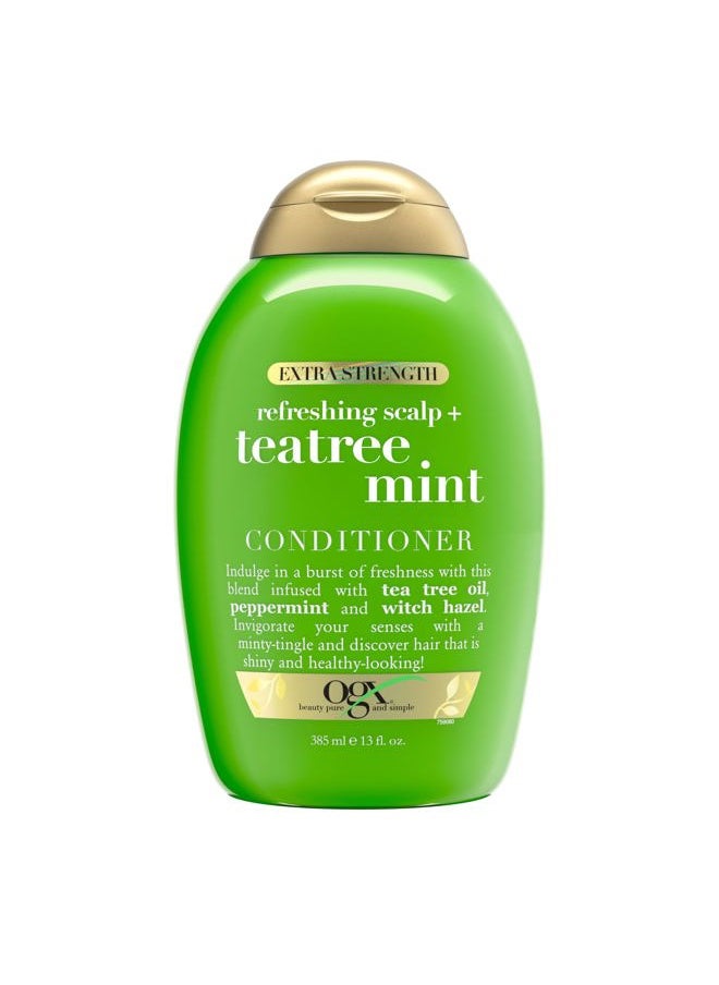 Extra Strength Refreshing Scalp + Teatree Mint Conditioner, Invigorating Conditioner with Tea Tree & Peppermint Oil & Witch Hazel, Paraben-Free, Sulfate-Free Surfactants, 13 fl oz
