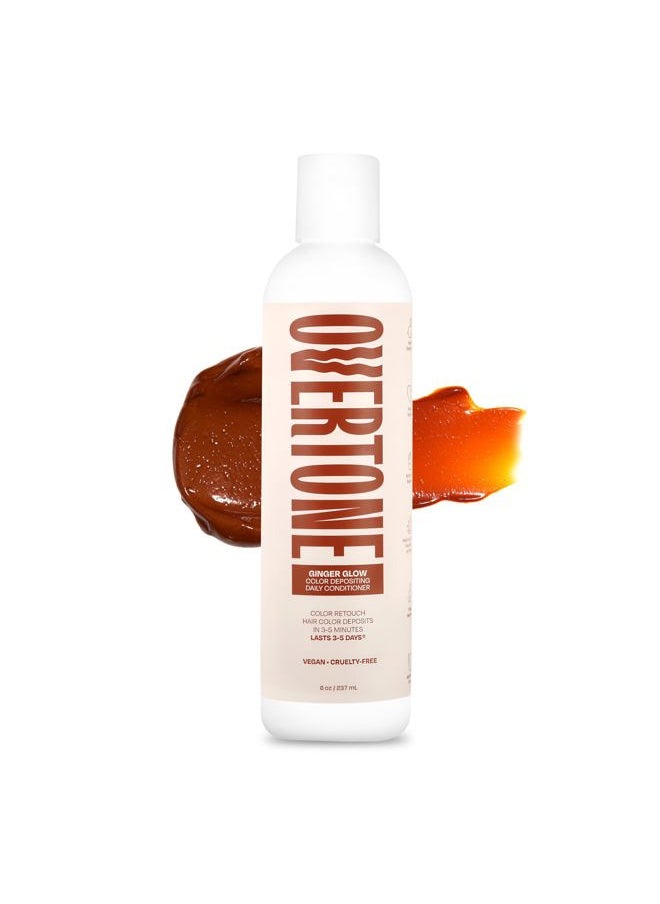 Overtone Daily Color Depositing Conditioner for Dyed & Natural Hair - 8oz Temporary Coloring with Shea Butter & Coconut Oil - Refresh Color & Prevent Fading - Vegan & Cruelty-Free, Ginger Glow