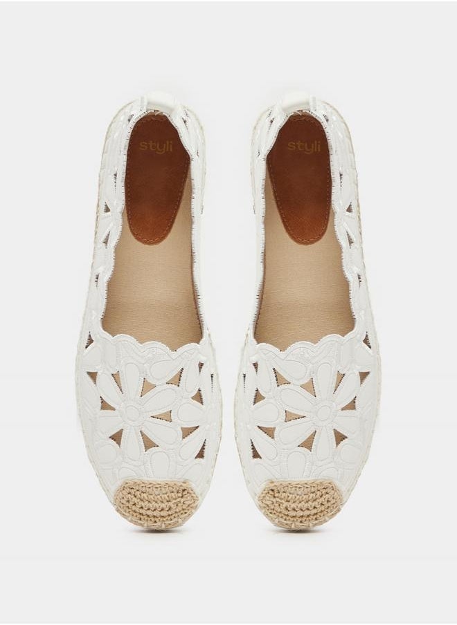 Embroidered Cut Out Espadrille Shoes