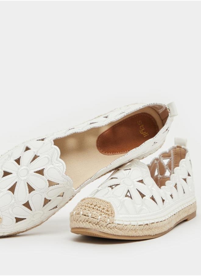 Embroidered Cut Out Espadrille Shoes