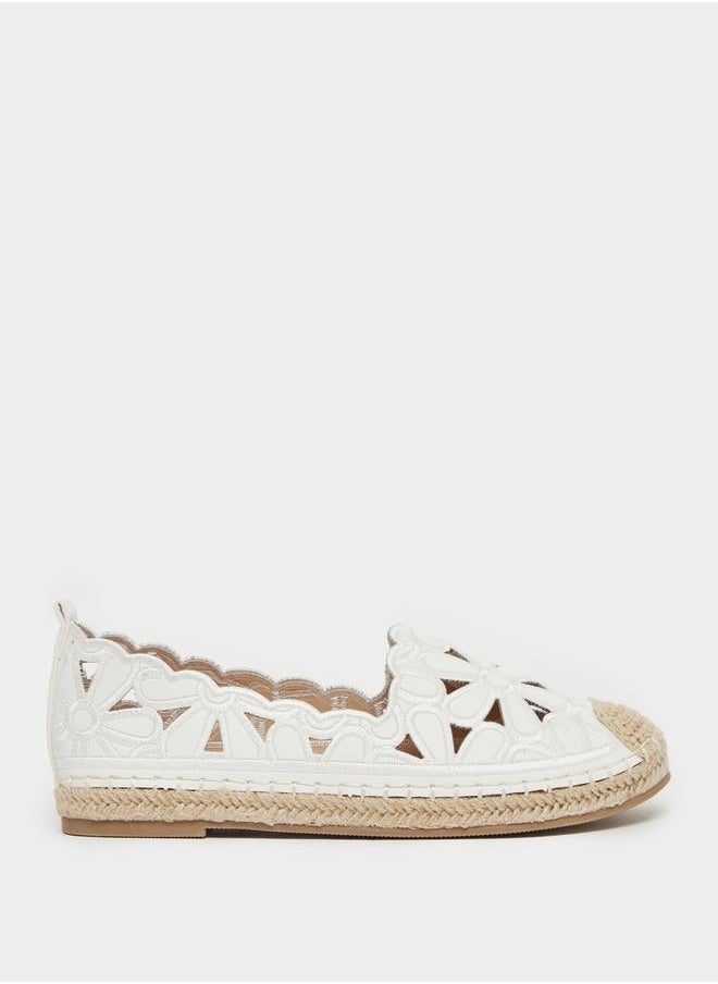 Embroidered Cut Out Espadrille Shoes