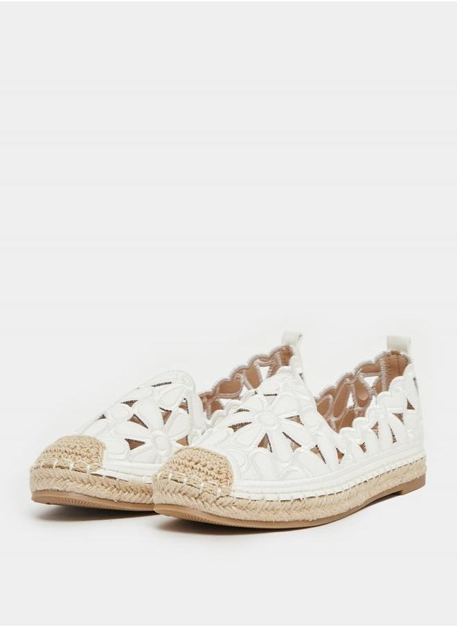 Embroidered Cut Out Espadrille Shoes