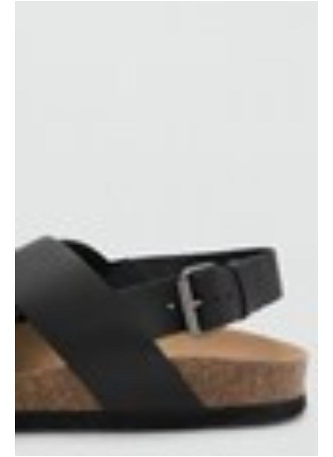 Casual Crossed Leather Buckle Sandal