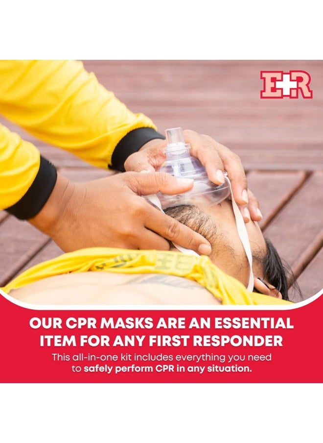 Adult and Infant CPR Mask Combo Kit with 2 Valves with Pair of Vinyl Gloves & 2 Alcohol Prep Pads - Red