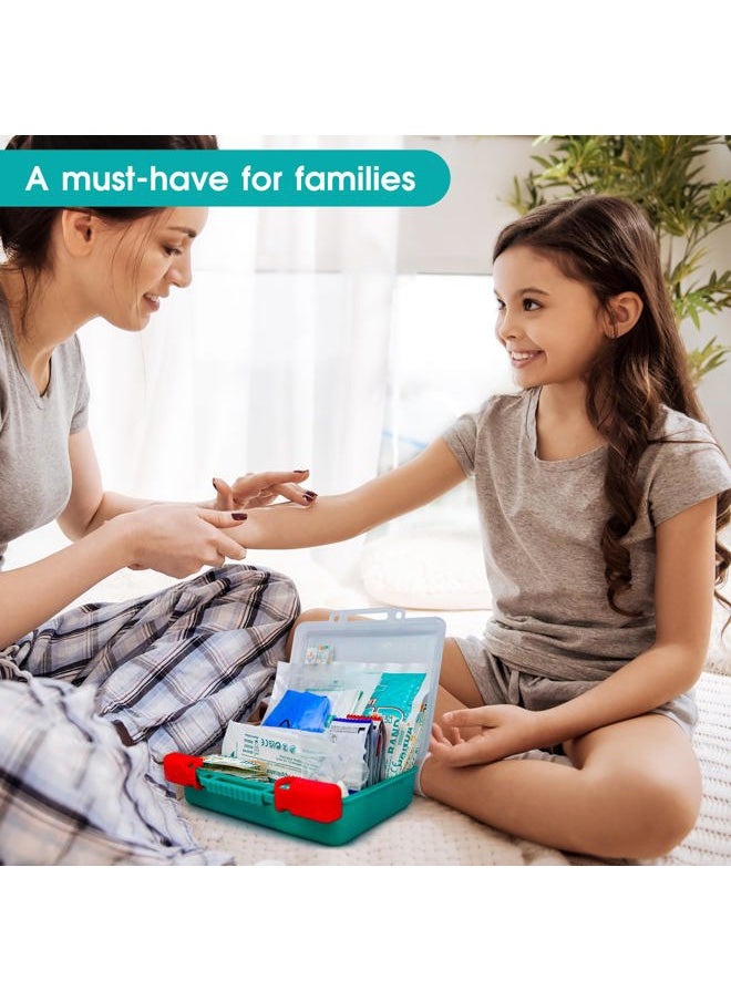 110 Pieces Small First Aid Kit - HardCase First Aid Box - Contains Premium Medical Supplies for Travel, Home, Office, Vehicle, Camping, Workplace & Outdoor