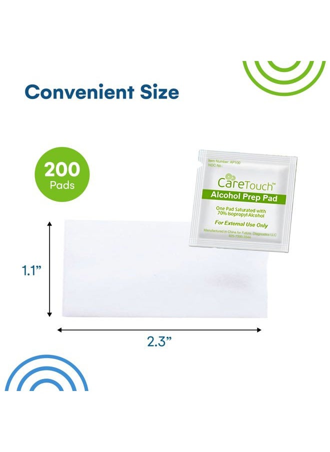 Alcohol Wipes | Individually Wrapped Alcohol Prep Pads with 70% Isopropyl Alcohol, Great for Medical & First Aid Kits | Sterile, Antiseptic 2-Ply Alcohol Swabs - 200 count