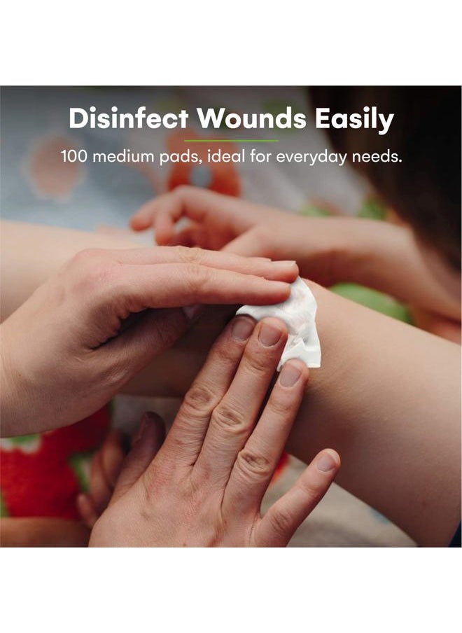 Alcohol Wipes - Individually Wrapped Alcohol Prep Pads with 70% Isopropyl Alcohol, Great for Medical & First Aid Kits - Sterile, Antiseptic 2-Ply Rubbing Alcohol Pads - 100 Count