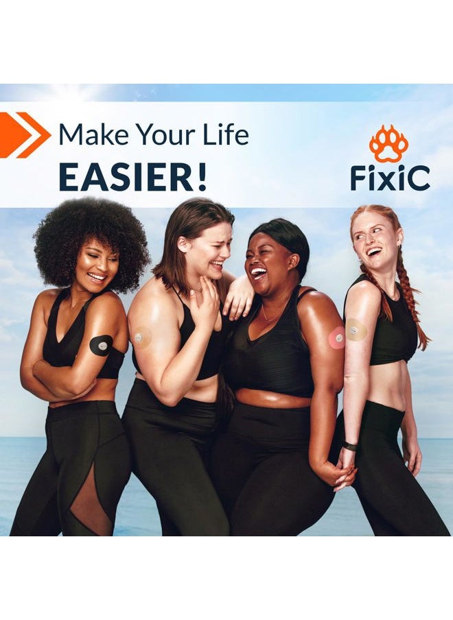 FixiC – Adhesive Patches for G7 & Stelo – 25 Pack Premium Waterproof Adhesive Patches – Pre-Cut Back Paper – Adhesive Patch for G7 – Long Fixation! (Transparent)