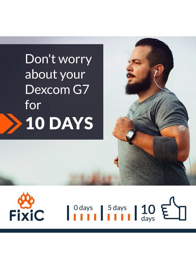 FixiC – Adhesive Patches for G7 & Stelo – 25 Pack Premium Waterproof Adhesive Patches – Pre-Cut Back Paper – Adhesive Patch for G7 – Long Fixation! (Transparent)