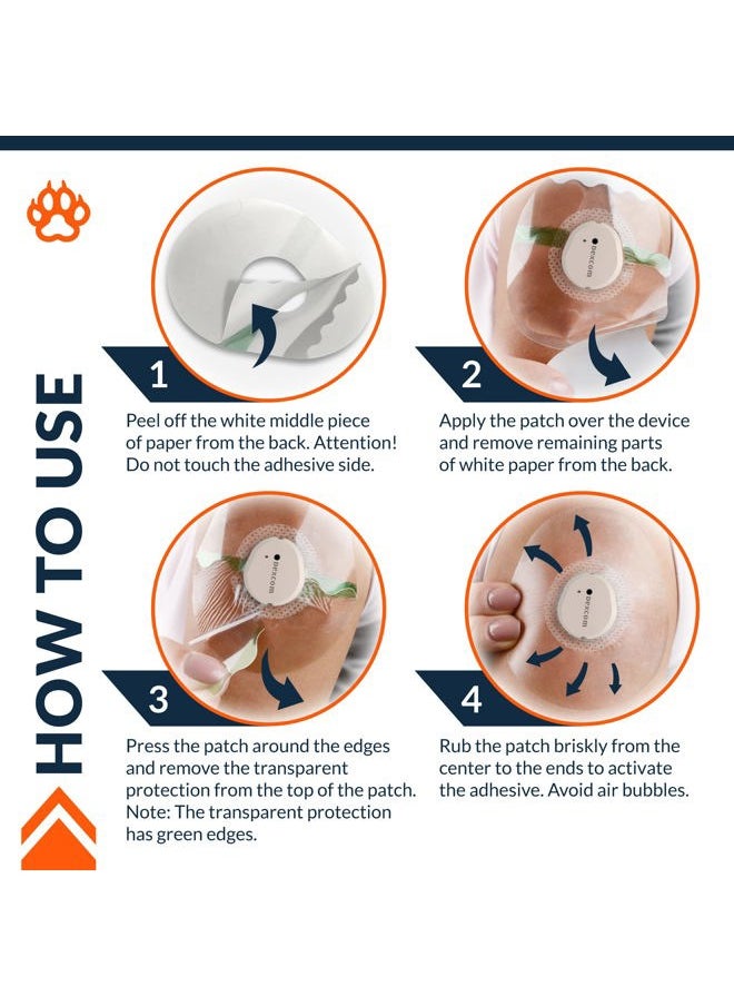 FixiC – Adhesive Patches for G7 & Stelo – 25 Pack Premium Waterproof Adhesive Patches – Pre-Cut Back Paper – Adhesive Patch for G7 – Long Fixation! (Transparent)