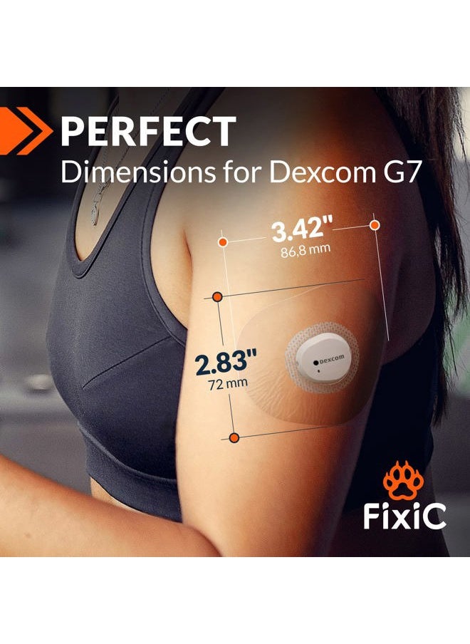 FixiC – Adhesive Patches for G7 & Stelo – 25 Pack Premium Waterproof Adhesive Patches – Pre-Cut Back Paper – Adhesive Patch for G7 – Long Fixation! (Transparent)