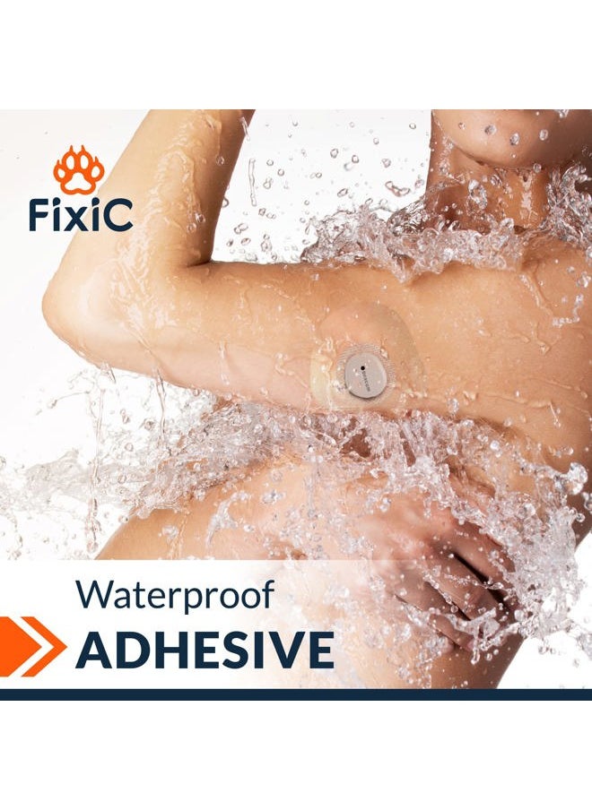 FixiC – Adhesive Patches for G7 & Stelo – 25 Pack Premium Waterproof Adhesive Patches – Pre-Cut Back Paper – Adhesive Patch for G7 – Long Fixation! (Transparent)