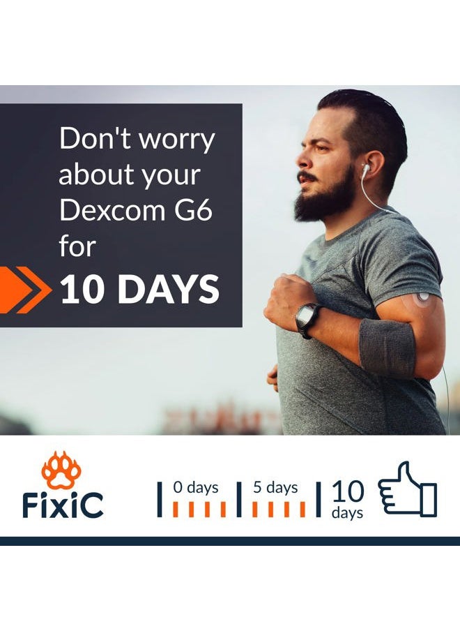 FixiC – Adhesive Patches for G6 – 25 Pack Premium Waterproof Adhesive Patches – Pre-Cut Back Paper – Adhesive Patch for G6 – Long Fixation! (Transparent)