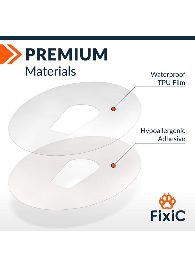 FixiC – Adhesive Patches for G6 – 25 Pack Premium Waterproof Adhesive Patches – Pre-Cut Back Paper – Adhesive Patch for G6 – Long Fixation! (Transparent)